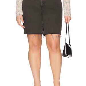 Good American Black Frayed Hem Bermuda Shorts